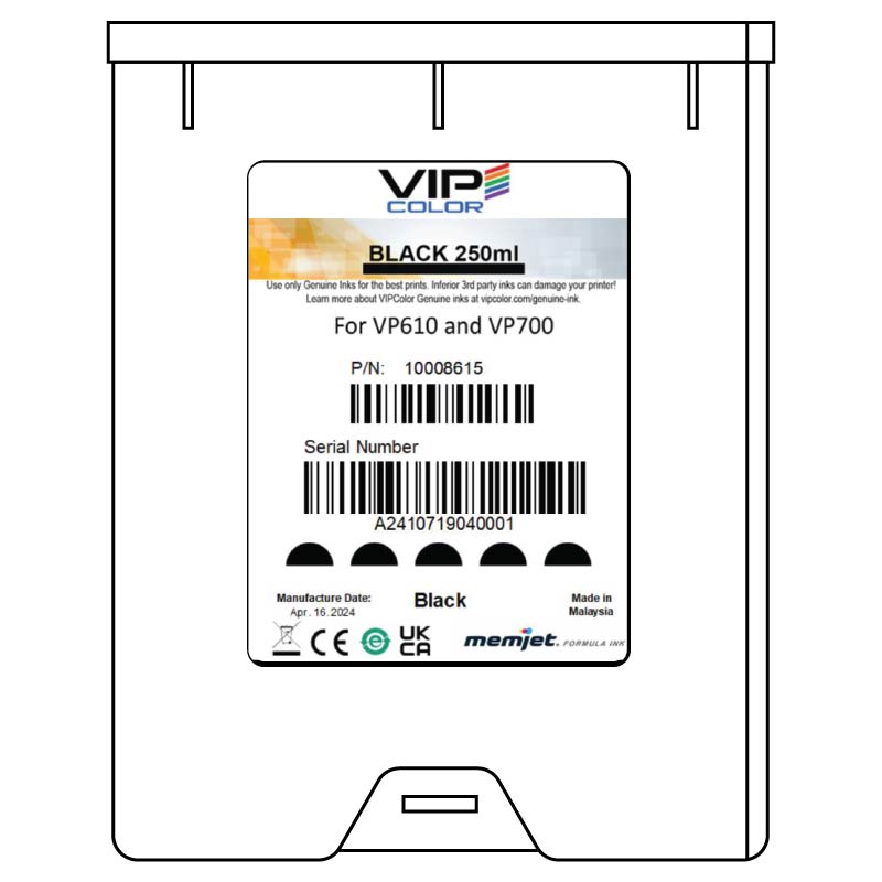 Vipcolor 610 Ink Tank VP610/700 DA 250ml Black - VIPColor Technologies