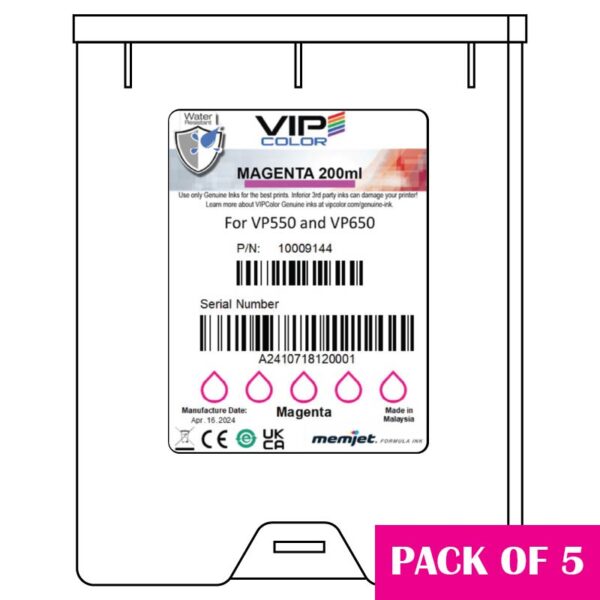 Vipcolor 650 Ink Cartridge M (Magenta) MOQ Pack VP550/VP650 - VIPColor Technologies